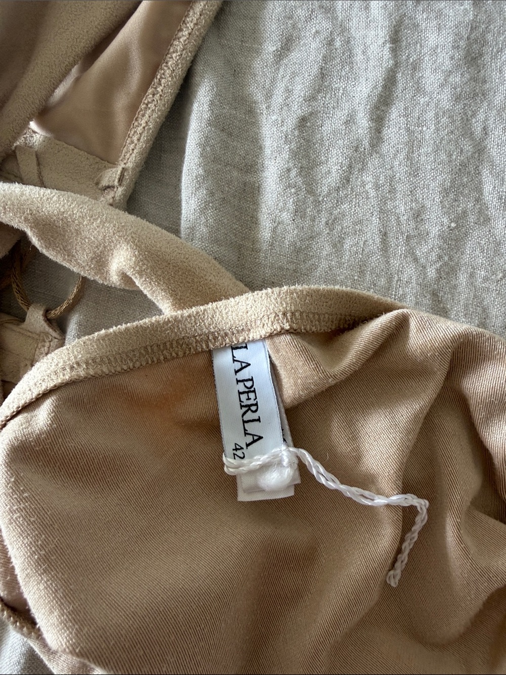 La Perla Neutral Lace-Up Bandeau Bikini Swimsuit Set - Tan size 42 - Picture 4 of 5